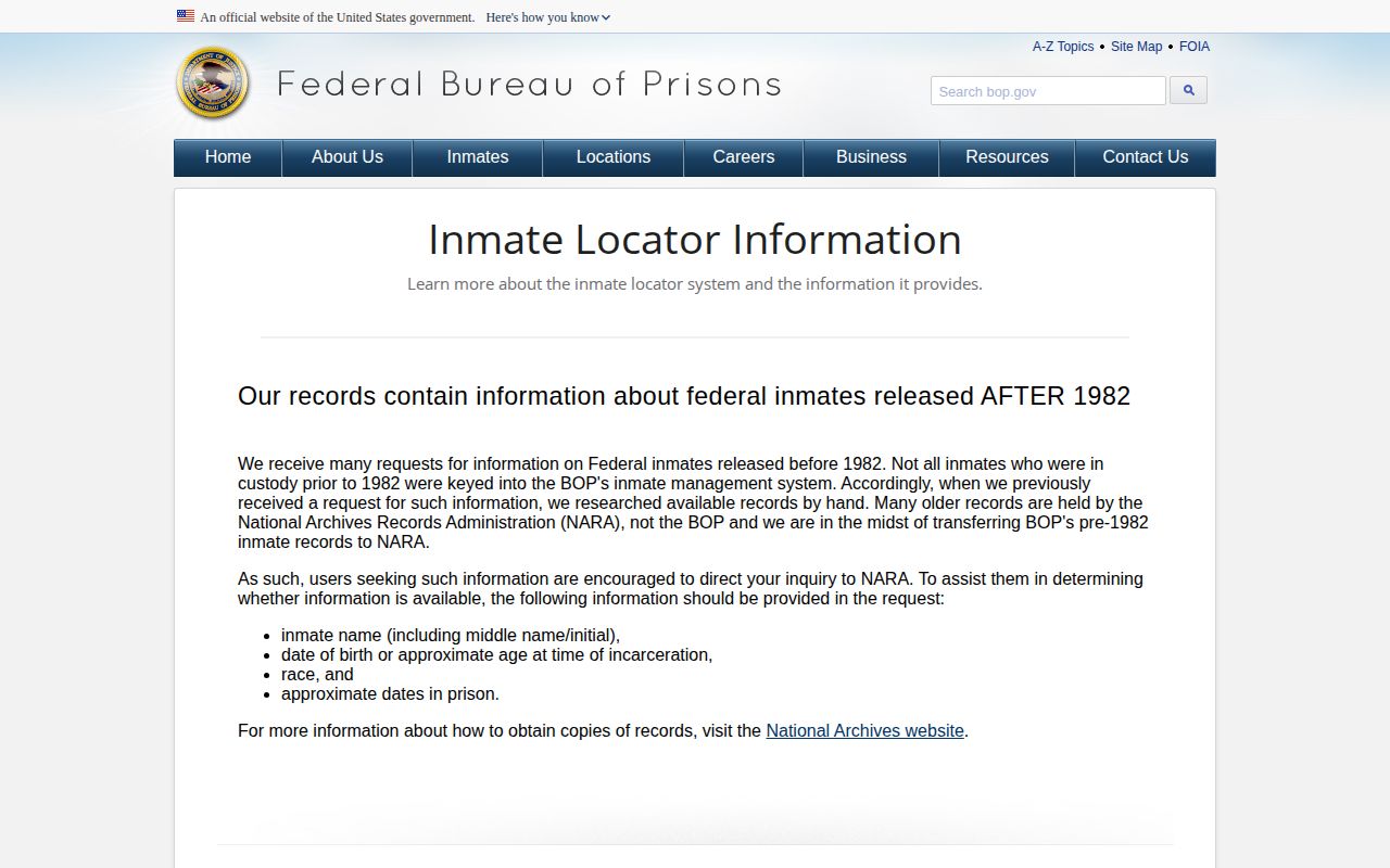 BOP federal release record interpretation for Hidalgo County