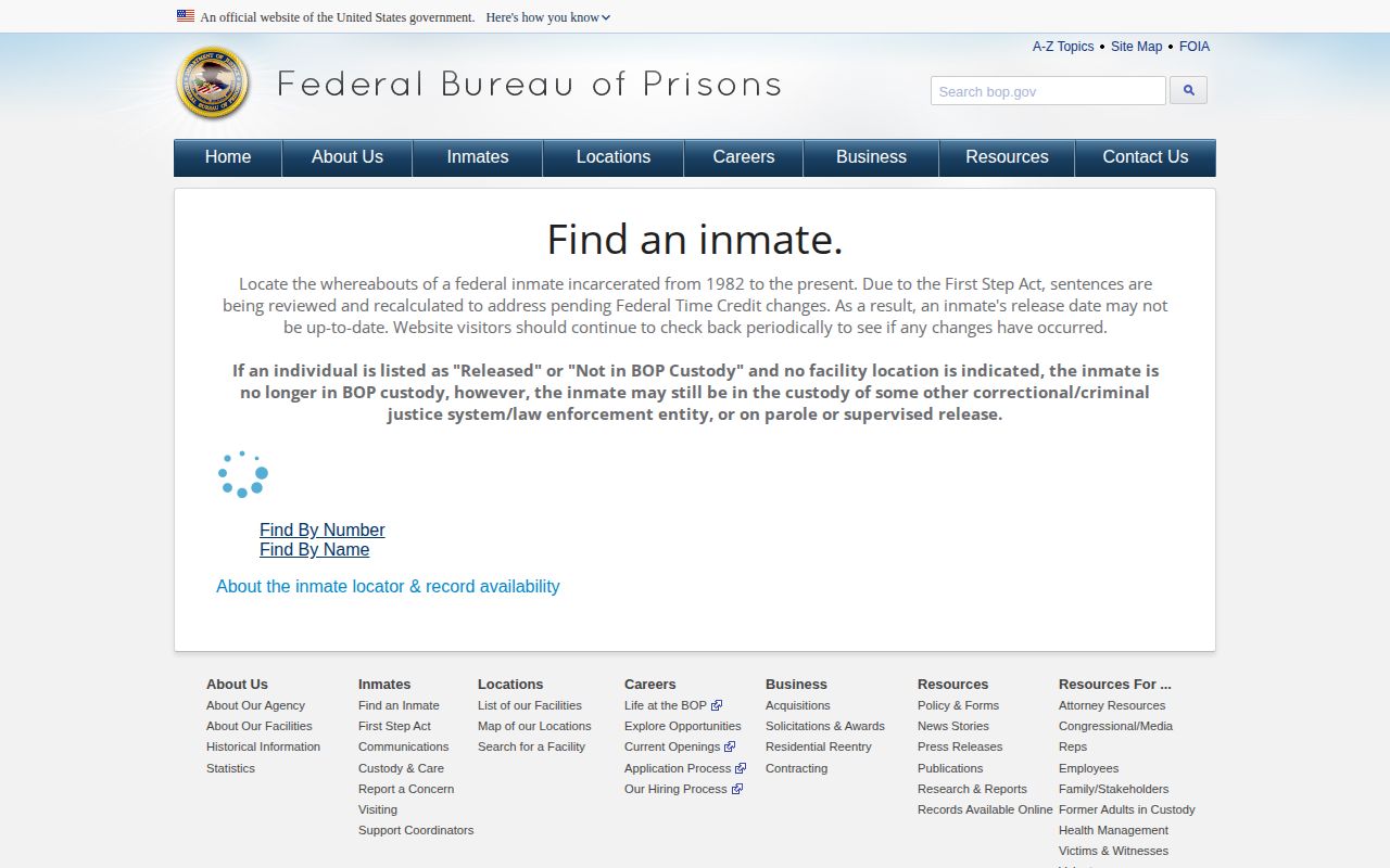 Federal inmate release locator serving Hidalgo County