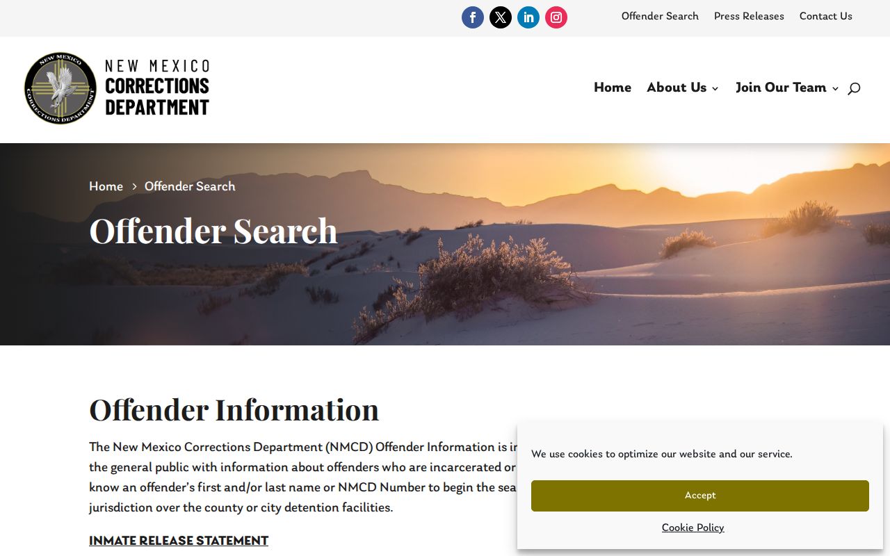 NMCD offender search guidance for Hidalgo County release records